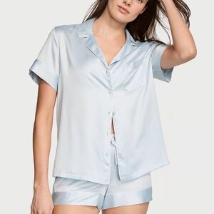 Victoria's Secret Light Blue Satin Pajama Set NWT